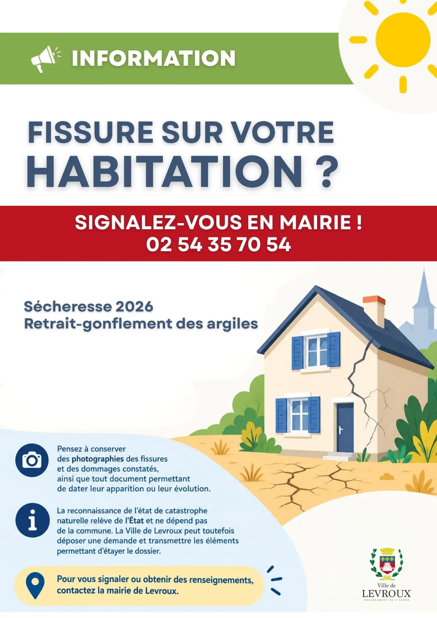 Fissures liées à la sécheresse 2026 : signalez-vous en mairie