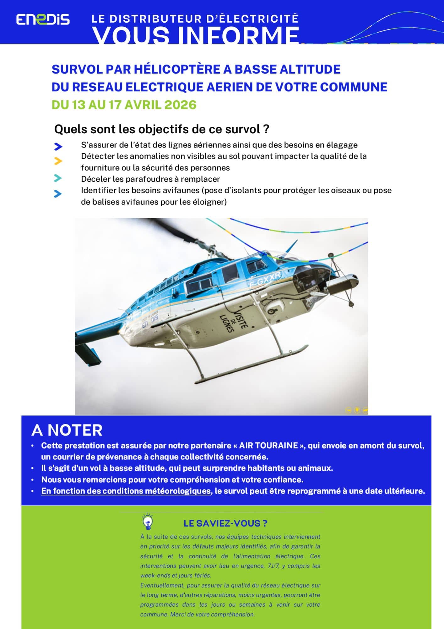 ⚡ Survol du réseau électrique par hélicoptère